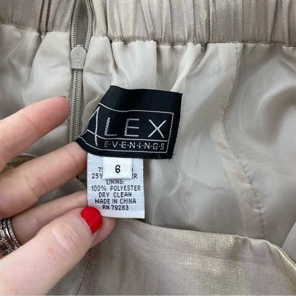 Alex Evenings Metallic Gold Long Skirt and Jacket Formal Floral Mother of Bride - Picture 8 of 16